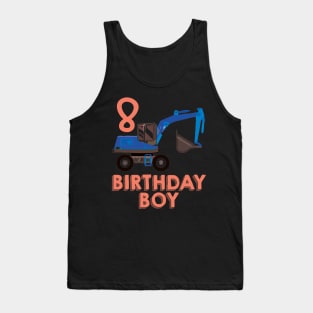 Kids th eighth  eight year happy birthday construction Tank Top